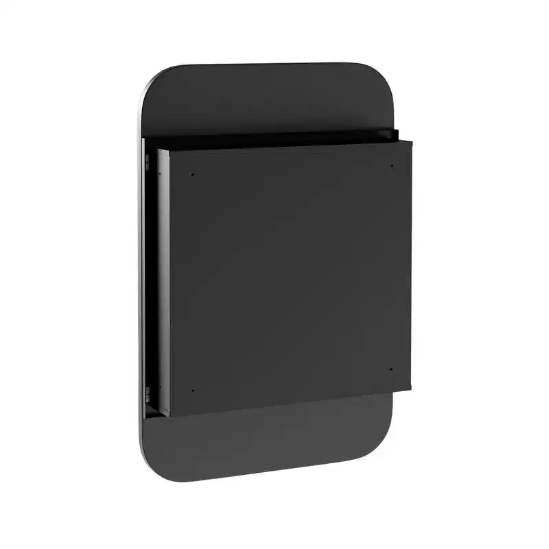 Armoire de toilette 36 x 24 avec miroir cadre en acier inoxydable et 2 étagères réglables armoires à pharmacie murales miroirs rectangulaires encastrés noirs