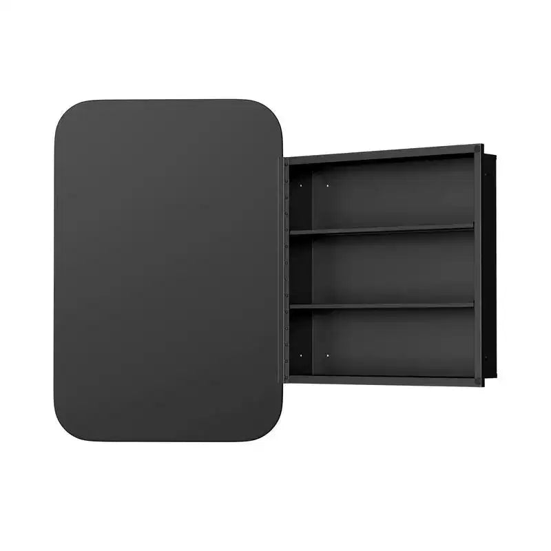 Armoire de toilette 36 x 24 avec miroir cadre en acier inoxydable et 2 étagères réglables armoires à pharmacie murales miroirs rectangulaires encastrés noirs