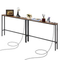 VEVOR Narrow Console Table, 2 Pack Behind Couch Table with Power Outlets, 1-Tier Long Entryway Table, Narrow Sofa Table with Metal Frame, Black