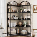 L-Shape Corner Bookshelf, 5-Tier Bookcase, Modern Display Shelf Book Shelves with Metal Frame, Freestanding Storage Shelves for Home Office Use