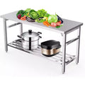 Acekool 60 Commercial Stainless Steel Table  NSF Folding Prep Island with Adjustable Undershelf for Kitchen & Work