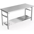 Table de préparation pliante commerciale en acier inoxydable NSF de 60 pouces avec étagère inférieure réglable pour cuisine et travail