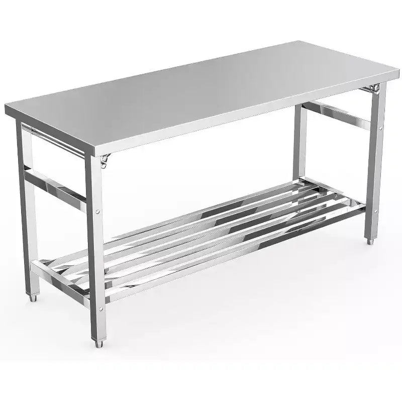 Table de préparation pliante commerciale en acier inoxydable NSF de 60 pouces avec étagère inférieure réglable pour cuisine et travail