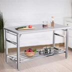Table de préparation pliante commerciale en acier inoxydable NSF de 60 pouces avec étagère inférieure réglable pour cuisine et travail