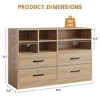 Commode moderne de 120 cm, organisateur avec 4 tiroirs et 6 compartiments de rangement ajustables pour salon, chambre, couloir