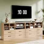 Commode moderne de 120 cm, organisateur avec 4 tiroirs et 6 compartiments de rangement ajustables pour salon, chambre, couloir