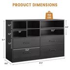 Commode moderne de 120 cm, organisateur avec 4 tiroirs et 6 compartiments de rangement ajustables pour salon, chambre, couloir
