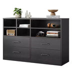 Commode moderne de 120 cm, organisateur avec 4 tiroirs et 6 compartiments de rangement ajustables pour salon, chambre, couloir