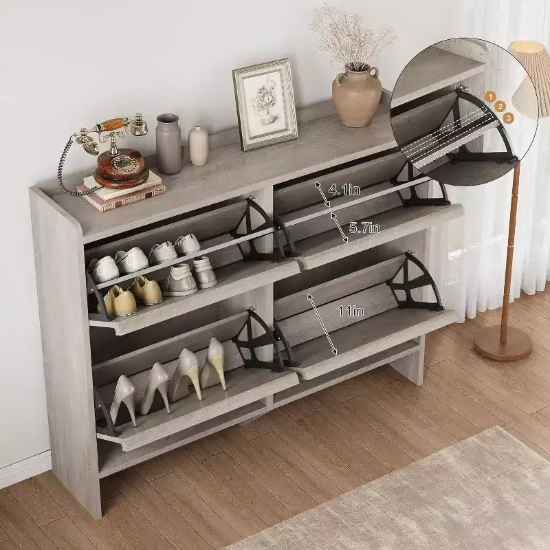 Meuble à chaussures 3 tiroirs basculants, Organisateur de rangement pour chaussures d'entrée moderne, Espace réglable