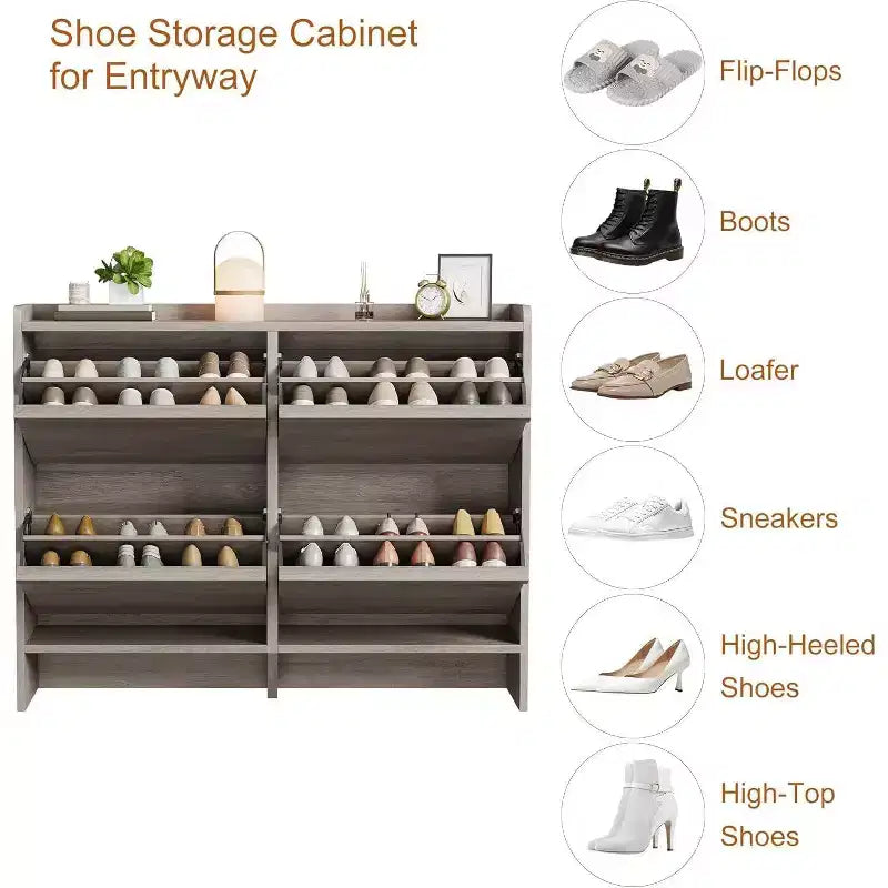 Meuble à chaussures 3 tiroirs basculants, Organisateur de rangement pour chaussures d'entrée moderne, Espace réglable