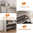 Meuble à chaussures 3 tiroirs basculants, Organisateur de rangement pour chaussures d'entrée moderne, Espace réglable