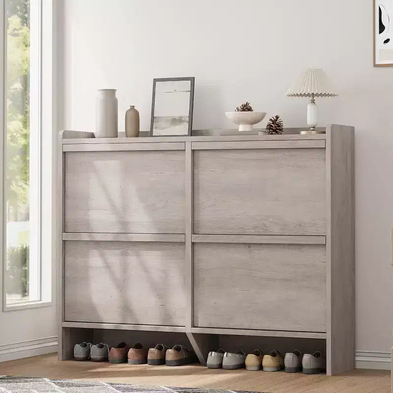 Meuble à chaussures 3 tiroirs basculants, Organisateur de rangement pour chaussures d'entrée moderne, Espace réglable