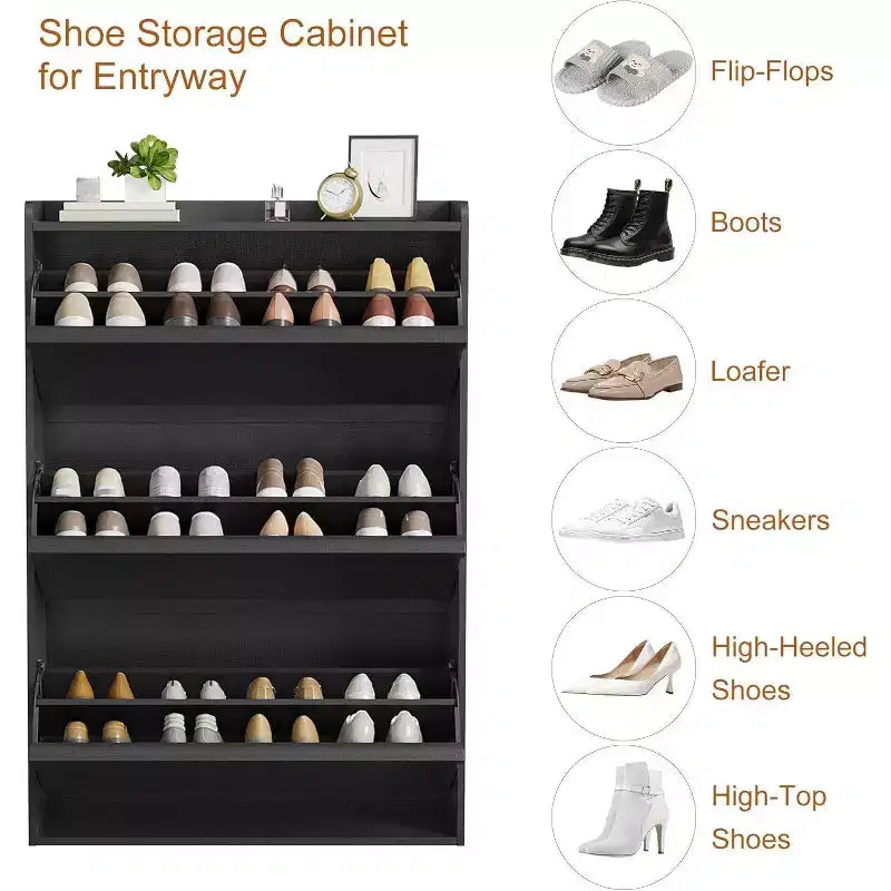 Meuble à chaussures 3 tiroirs basculants, Organisateur de rangement pour chaussures d'entrée moderne, Espace réglable