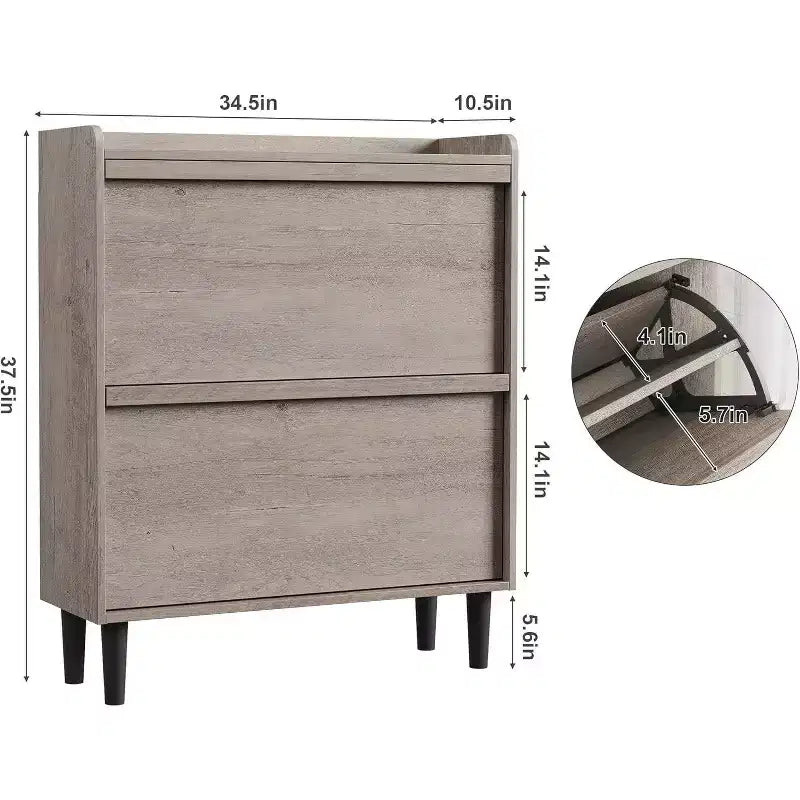 Meuble à chaussures 3 tiroirs basculants, Organisateur de rangement pour chaussures d'entrée moderne, Espace réglable