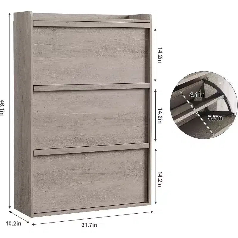Meuble à chaussures 3 tiroirs basculants, Organisateur de rangement pour chaussures d'entrée moderne, Espace réglable