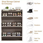 Meuble à chaussures 3 tiroirs basculants, Organisateur de rangement pour chaussures d'entrée moderne, Espace réglable