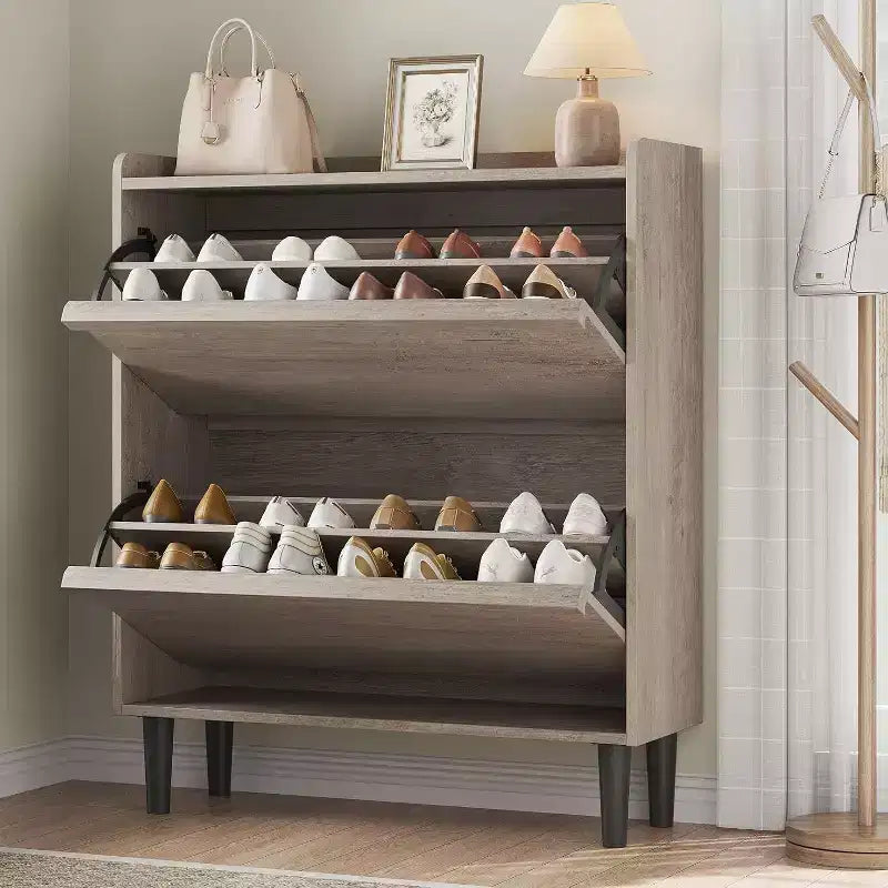 Acekool 3 Flip Drawer Shoe Cabinet, Modern Entryway Shoe Storage Organizer, Adjustable Space