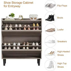 Meuble à chaussures 3 tiroirs basculants, Organisateur de rangement pour chaussures d'entrée moderne, Espace réglable