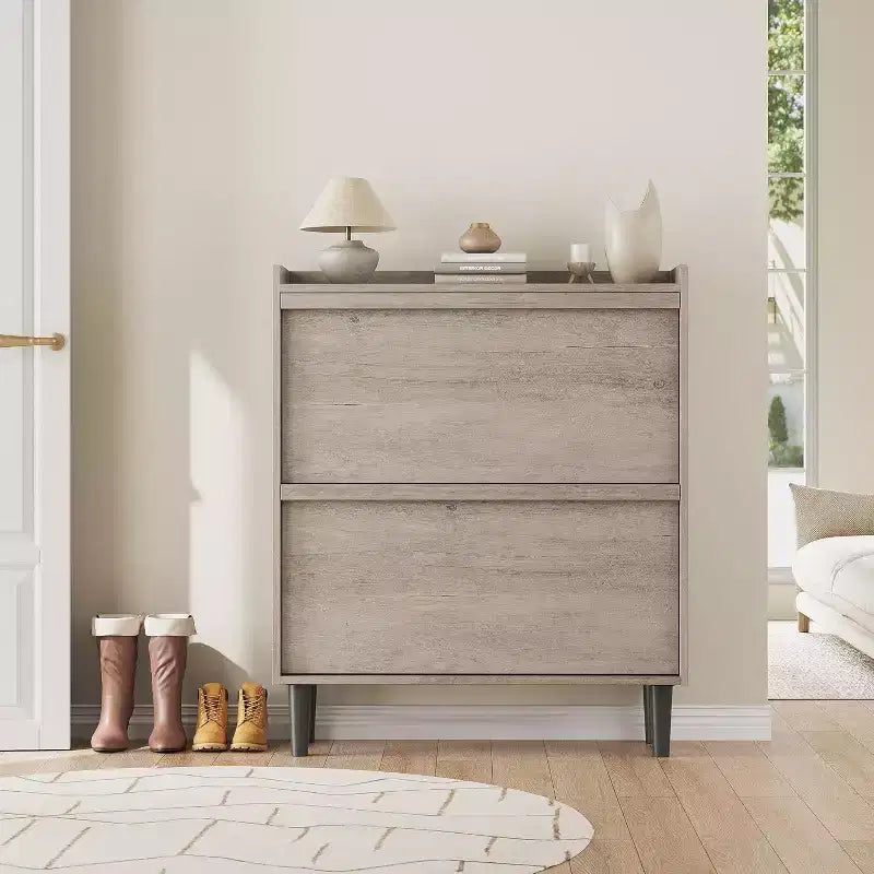 Meuble à chaussures 3 tiroirs basculants, Organisateur de rangement pour chaussures d'entrée moderne, Espace réglable