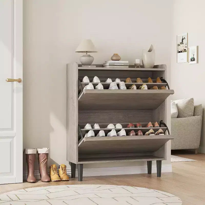 Meuble à chaussures 3 tiroirs basculants, Organisateur de rangement pour chaussures d'entrée moderne, Espace réglable