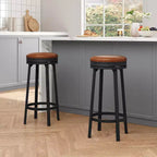 Lot de 4 tabourets de bar modernes pivotants, hauteur de comptoir de 78 cm, avec repose-pieds, assise en cuir PU et cadre métallique robuste