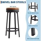 Lot de 4 tabourets de bar modernes pivotants, hauteur de comptoir de 78 cm, avec repose-pieds, assise en cuir PU et cadre métallique robuste