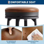 Lot de 4 tabourets de bar modernes pivotants, hauteur de comptoir de 78 cm, avec repose-pieds, assise en cuir PU et cadre métallique robuste