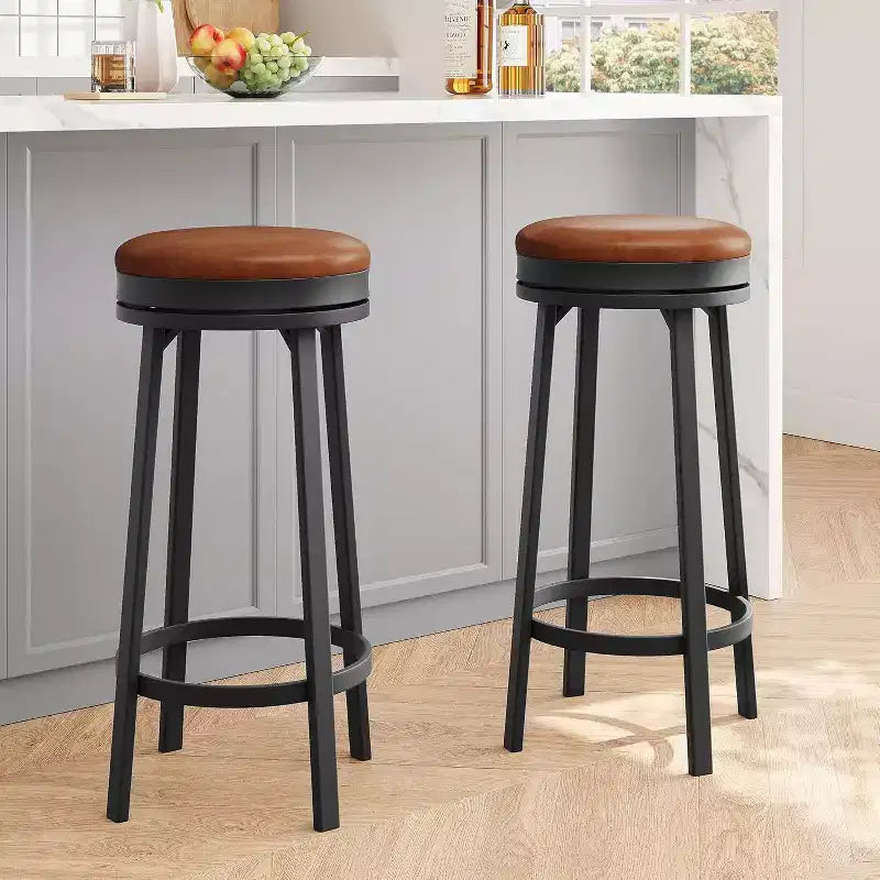 Lot de 4 tabourets de bar modernes pivotants, hauteur de comptoir de 78 cm, avec repose-pieds, assise en cuir PU et cadre métallique robuste