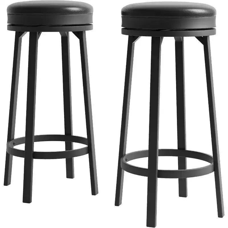 Lot de 4 tabourets de bar modernes pivotants, hauteur de comptoir de 78 cm, avec repose-pieds, assise en cuir PU et cadre métallique robuste