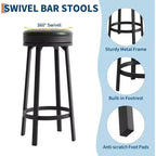 Lot de 4 tabourets de bar modernes pivotants, hauteur de comptoir de 78 cm, avec repose-pieds, assise en cuir PU et cadre métallique robuste