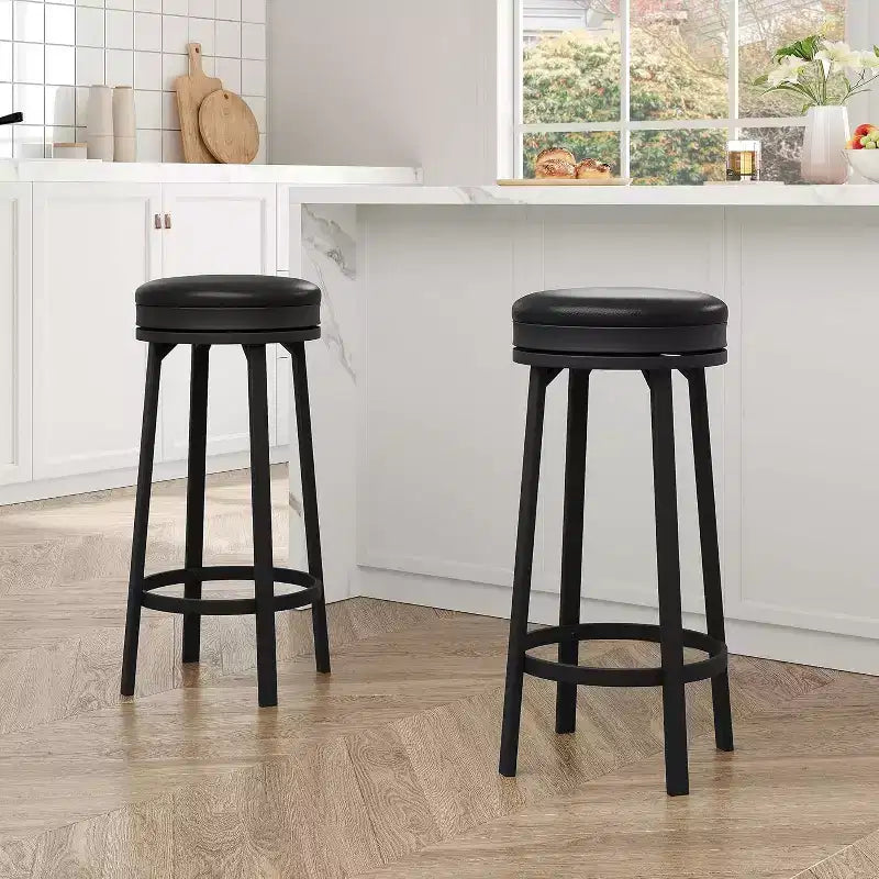 Lot de 4 tabourets de bar modernes pivotants, hauteur de comptoir de 78 cm, avec repose-pieds, assise en cuir PU et cadre métallique robuste