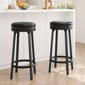 Set of 4 Modern Swivel Bar Stools, 30.7 Counter Height Round Barstools with Footrest, PU Leather Upholstered Seat & Sturdy Metal Frame
