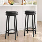 Set of 4 Modern Swivel Bar Stools, 30.7 Counter Height Round Barstools with Footrest, PU Leather Upholstered Seat & Sturdy Metal Frame
