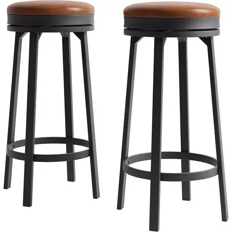 Lot de 4 tabourets de bar modernes pivotants, hauteur de comptoir de 78 cm, avec repose-pieds, assise en cuir PU et cadre métallique robuste