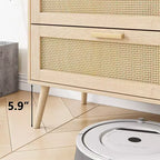 Commode en rotin à 6 tiroirs pour chambre à coucher, Commode moderne à 6 tiroirs, Armoire de rangement en rotin avec poignées en bois