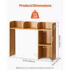 Étagère de bureau, organisateur de rangement de bureau en bois à 2 niveaux, étagère de rangement de bureau en bois de 37,2 x 9,5 x 28,9 cm, marron