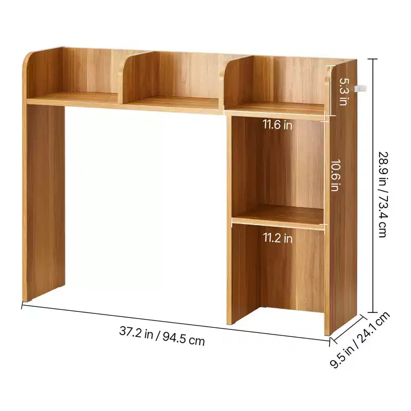 Étagère de bureau, organisateur de rangement de bureau en bois à 2 niveaux, étagère de rangement de bureau en bois de 37,2 x 9,5 x 28,9 cm, marron