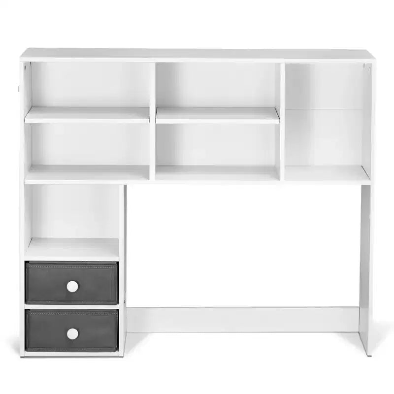 VEVOR Desktop Bookshelf, 3-Tier Desktop Storage Organizer, 37 x 10 x 31.1 Office Storage Rack Wood Display Shelf, Desktop Bookshelf Hutch, White