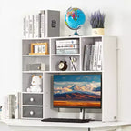 Étagère de bureau 3 niveaux, organisateur de rangement de bureau 37 x 10 x 31,1 cm, étagère de présentation en bois, étagère de rangement de bureau, blanc