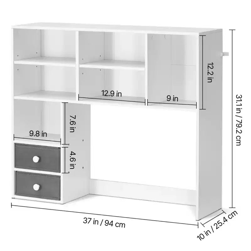 Étagère de bureau 3 niveaux, organisateur de rangement de bureau 37 x 10 x 31,1 cm, étagère de présentation en bois, étagère de rangement de bureau, blanc