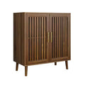 CLIHOME Sideboard Buffet Cabinet with Storage, Farmhouse Buffet Cabinet with Louvered Doors, Wood Coffee Bar Storage Cabinet