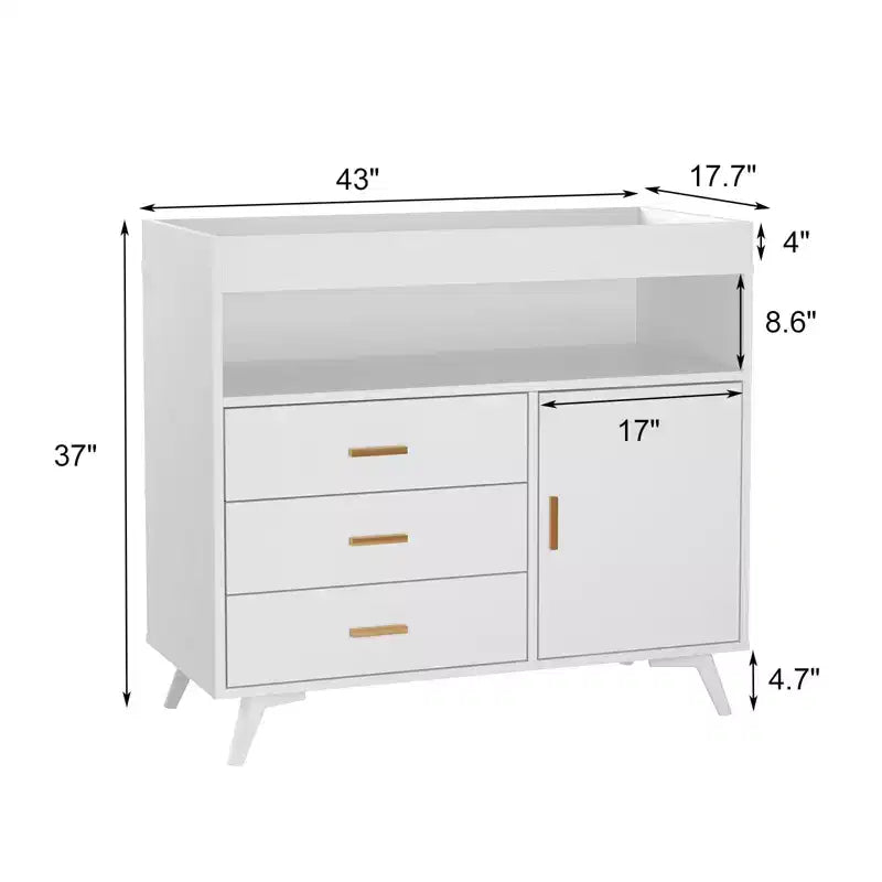 Commode à langer pour bébés, commode à langer 3 tiroirs avec matelas à langer amovible, commode avec plateau à langer, commode pour chambre de bébé