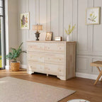 Commode à 6 tiroirs en MDF (panneaux de fibres à densité moyenne) naturel de 120 cm de large