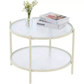 25.6 In. Small Round Coffee Table Water-Wave Glass