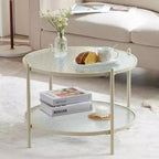 Table basse ronde 25,6 po. en verre ondulé