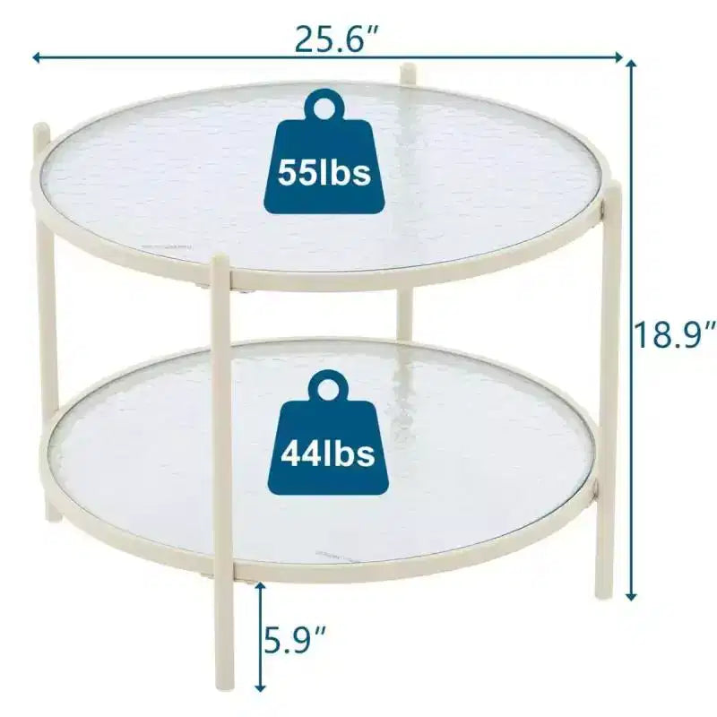Table basse ronde 25,6 po. en verre ondulé