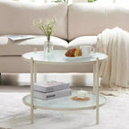 Table basse ronde 25,6 po. en verre ondulé