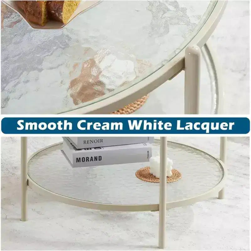 Table basse ronde 25,6 po. en verre ondulé