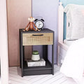 TROPOW Rattan Nightstands, with Rattan Decor Drawer and Open Shelf,Farmhouse Nightstand Bedside Table with Drawer and Storage Shelf
