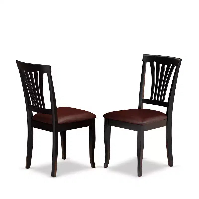 HomeStock Belmont 2 Dining Chair Set, 37H x 18W x 18L, Black, Wooden Seat